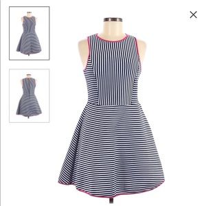 Fit and flare striped cocktail dress